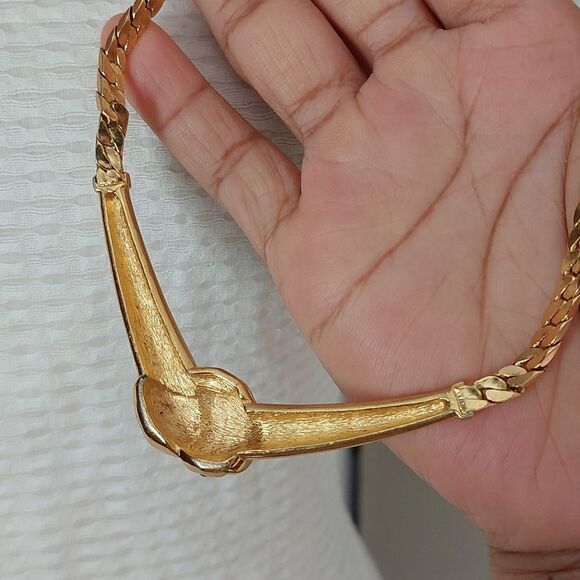 Christian Dior Crystal Embellished Gold Tone Statement Collar Necklace - Picture 7 of 9